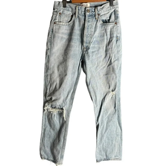 Agolde Riley High Rise Straight Crop Jeans Shatter Size 25 - Picture 5 of 10